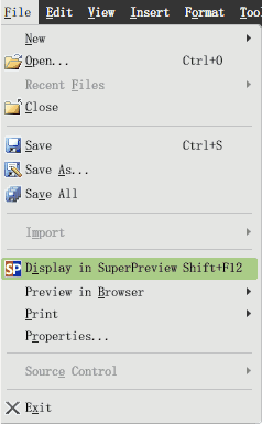 SuperPreview快捷键