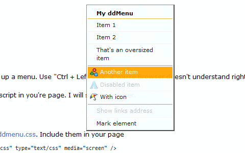 Useful JavaScript Techniques - ddMenu - Context Menu Script